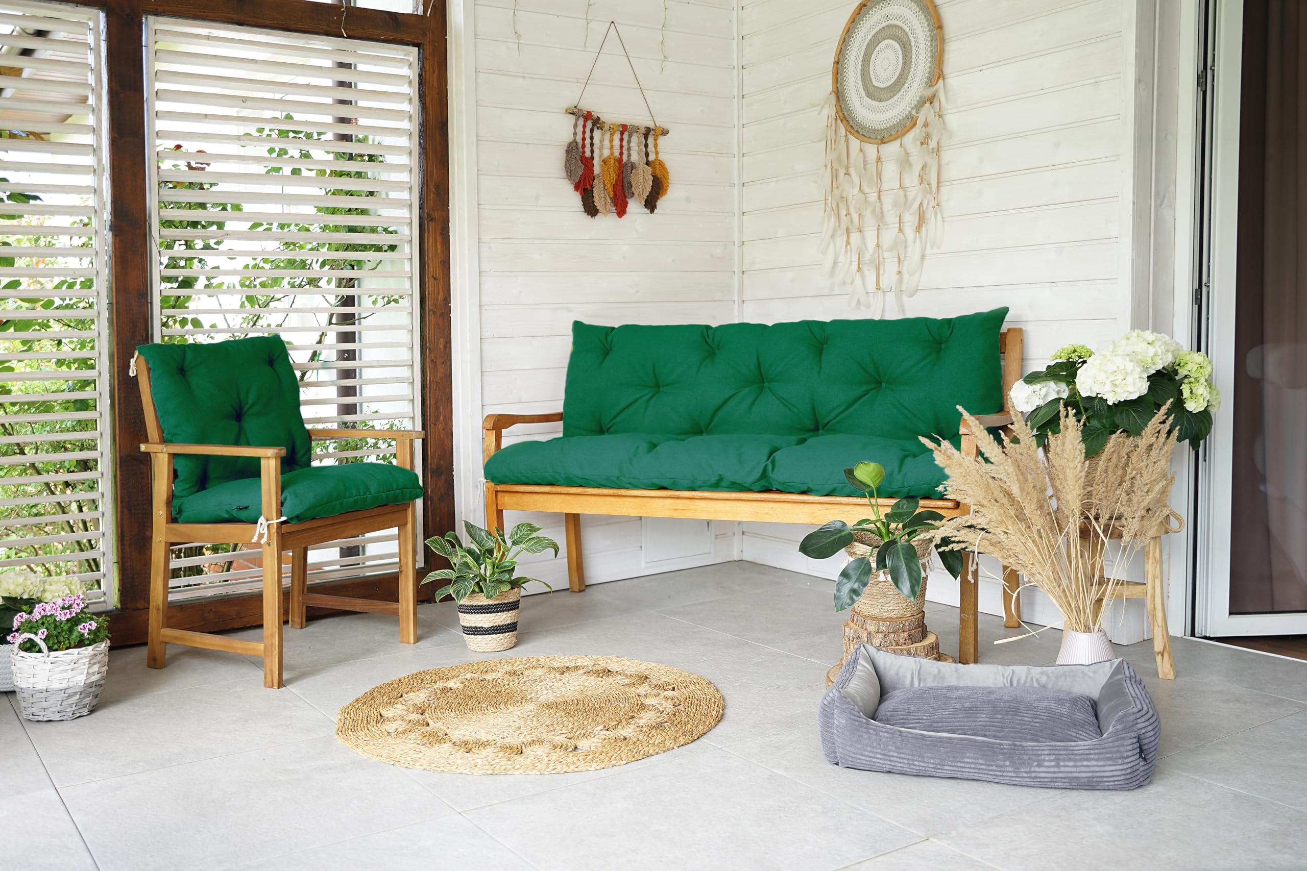 4L Textil Coussin pour Banc de Jardin, balancelle hollywoodienne - Coussin d'assise et de Dossier - Résistant aux intempéries - 100 x 50 x 50 cm - Vert - Résistant aux UV