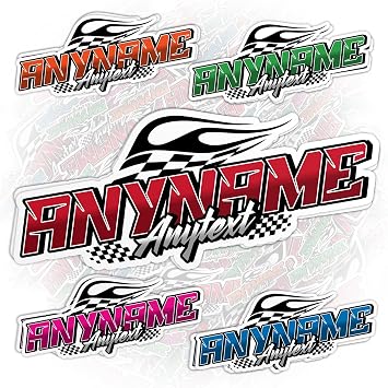 New Update Custom Race Sticker Personalized Car Racing Flag Name Speed Race Car Waterproof Vinyl Stickers for Dirt Bike Plate BMX Car Truck Decor Motorcycle Bike Motors RC Racing Decals Gifts