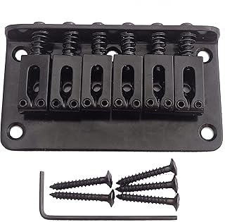 AYUBOUSA Fixed Hardtail Guitar Bridge Top Load Saddle for 6 String Fender American Standard Strat Stratocaster Telecaster, Black