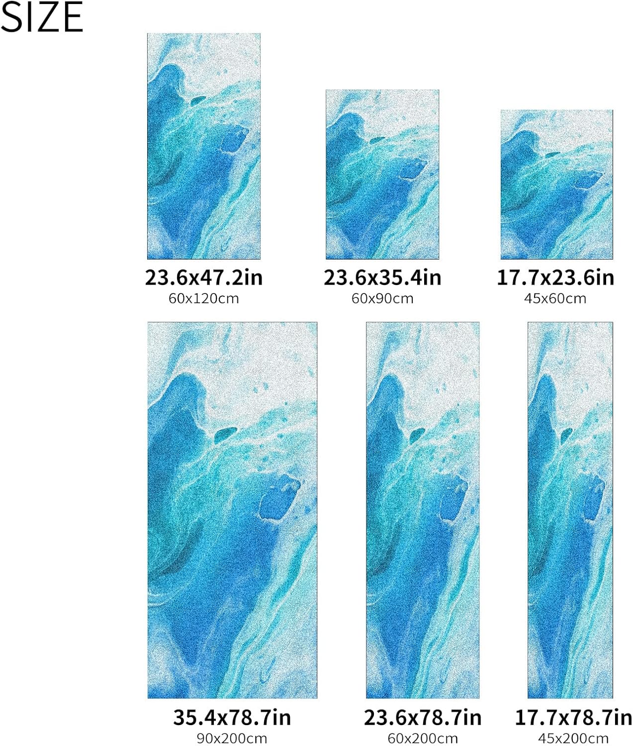 Window Privacy Film Decorative Abstract Blue Marble Art Static Translucent Cling Window Decals Frosted Glass Window Clings Sticker Non-Adhesive Heat Control 17.7'' x 78.7''