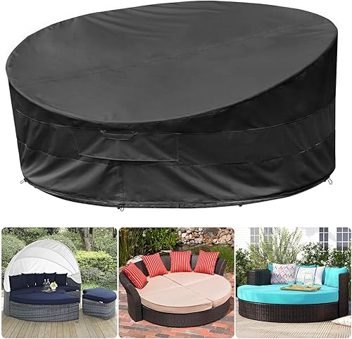 Miniatura 6 de AKEfit Fundas redondas para muebles de patio, impermeables, juego de fundas para sillas de mesa para exteriores, funda antidecoloración para muebles
