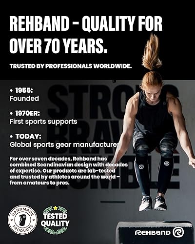 Miniatura 8 de Rehband 7051 - Rodillera clásica de 0.27 pulgadas en V para levantamiento de pesas, manga de compresión para crossfit, sentadillas, gimnasio, color