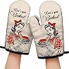 Lets Get Baked Funny Heat Resistant Oven Mitts with Hanging Loop and Silicone Non-Slip, Vintage Lady Baking Kitchen Utensils 2-Piece Set, Gifts for Bake Lover Bakers Mom Wife Sister BFF