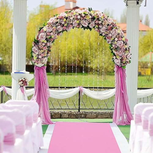 Miniatura 6 de Shappy Alfombra de pasillo rosa para fiesta, 1.94 ozm de grosor, con cinta de alfombra, alfombra de pasillo para graduados, bodas, fiestas, pista de