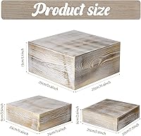 Vista 2 de Sieral Soporte cuadrado de madera encalada, 3 unidades, estilo caja, soporte para tartas, para cupcakes, aperitivos, postres, rústico, soporte