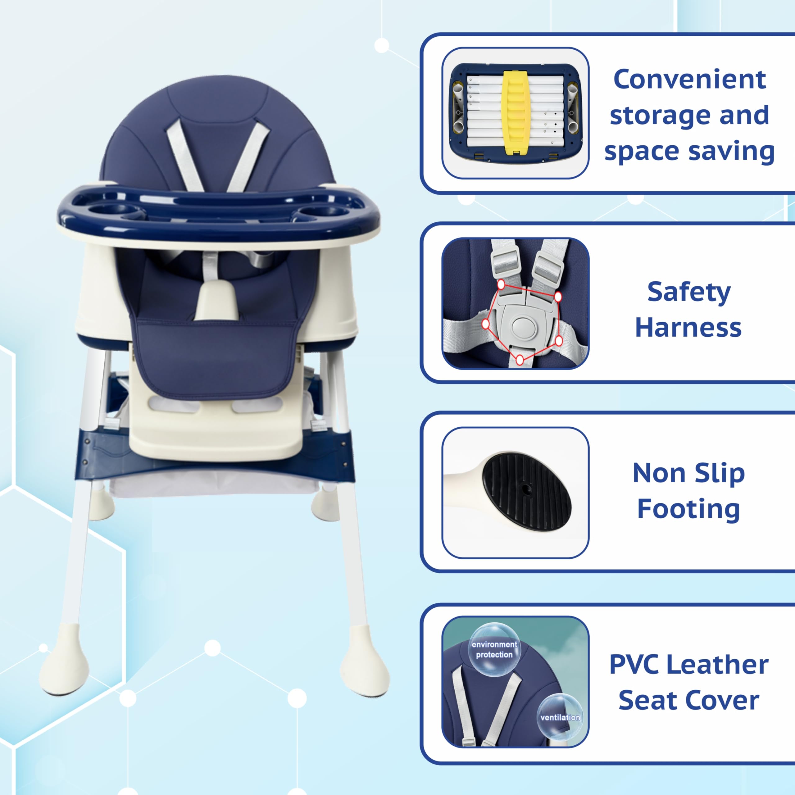 MEDITIVE 5 In 1 Baby High Chair Cum Booster Seat, Kids/Children Height Adjustable High Chair. 6 Months +, Blue - Image 6 thumbnail