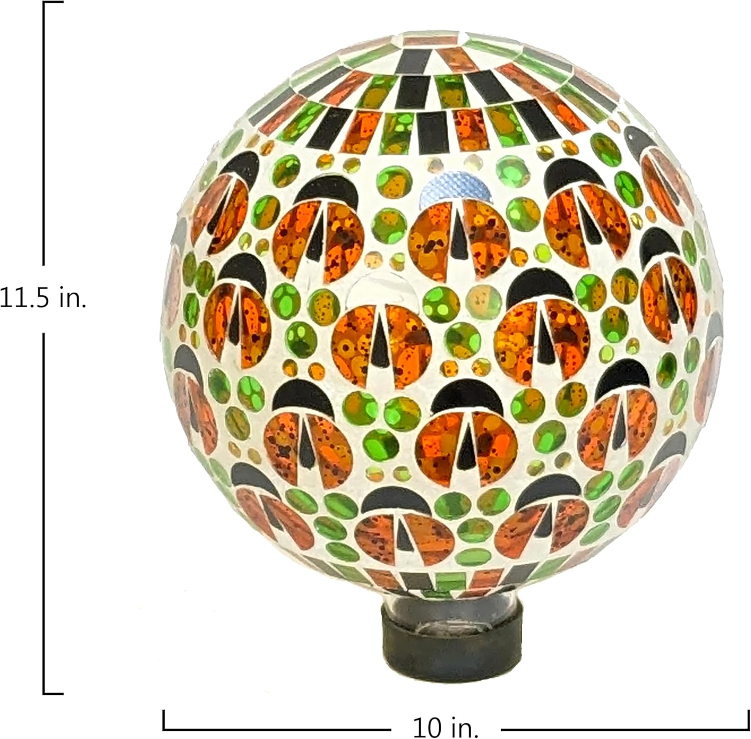 Echo Valley 8291 Ladybug Mosaic Gazing Globe Outdoor Décor for Lawns and Gardens, 10 inches