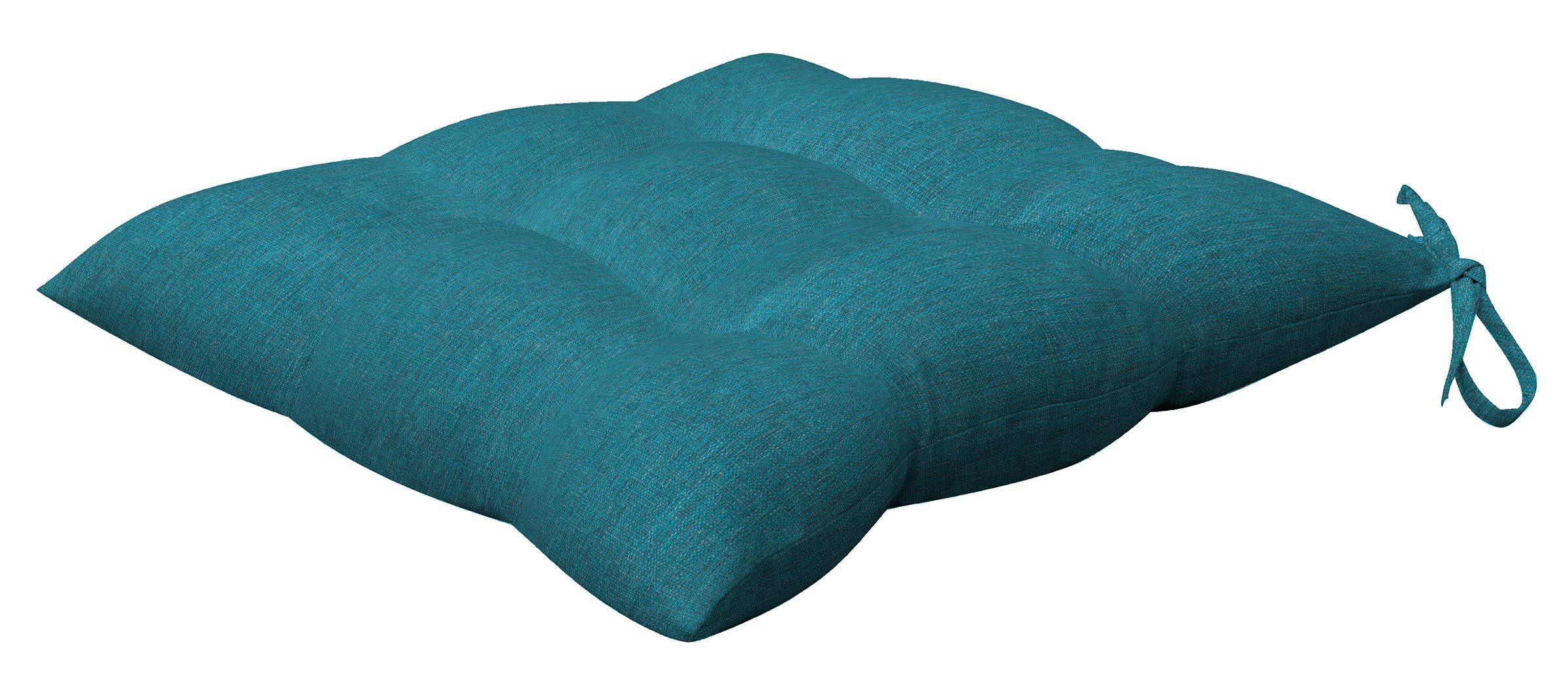 Honeycomb Indoor/Outdoor Textured Solid Teal Square Tufted Seat Cushion: Recycled Polyester Fill, Weather Resistant, Pack of 2 Patio Cushions: 17