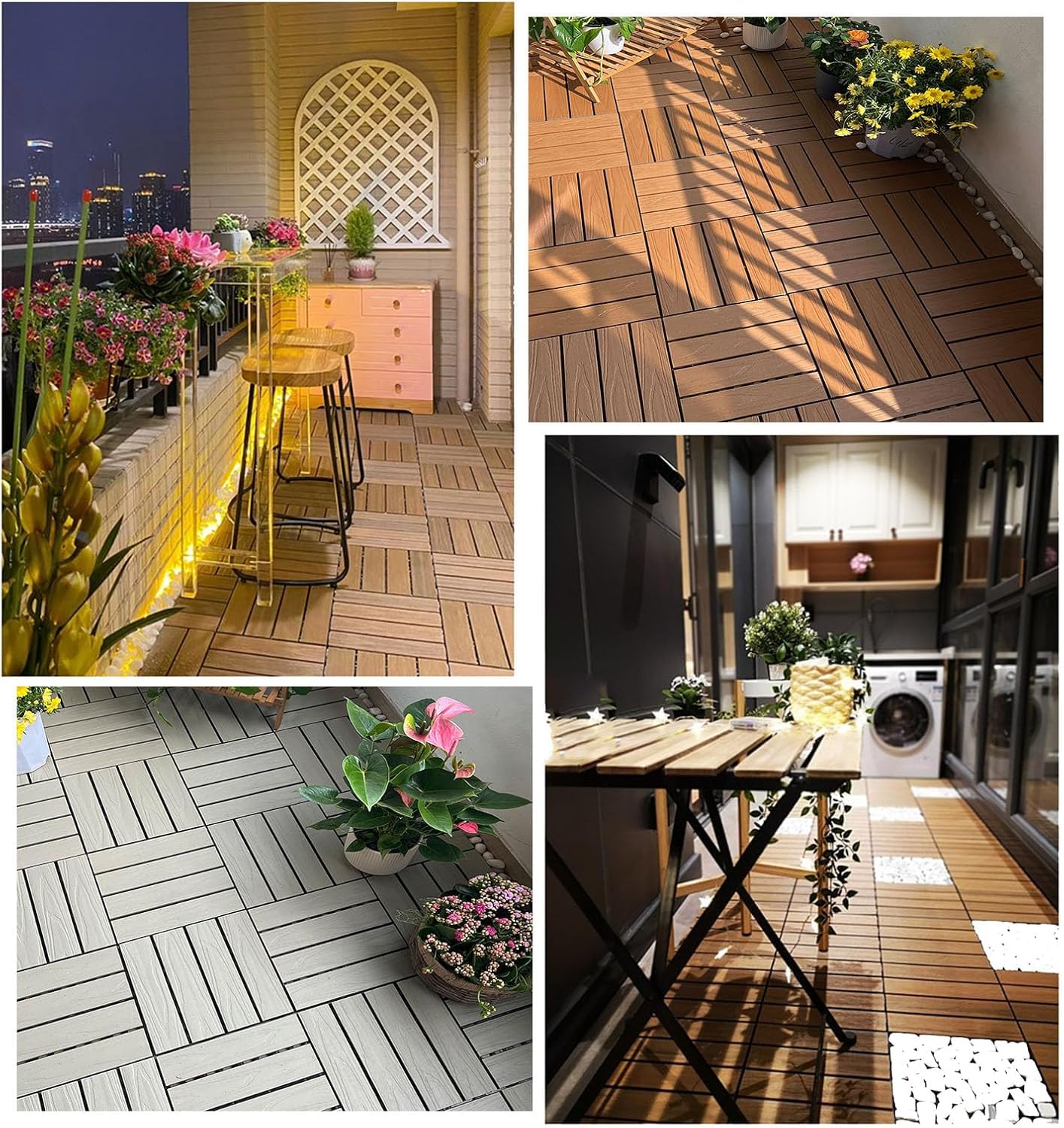 Dalles et lames de terrasse en composite, Paquet multicolore de verrouillage extérieur de carrelages de WPC 30x30x2 cm de 8(Blue)