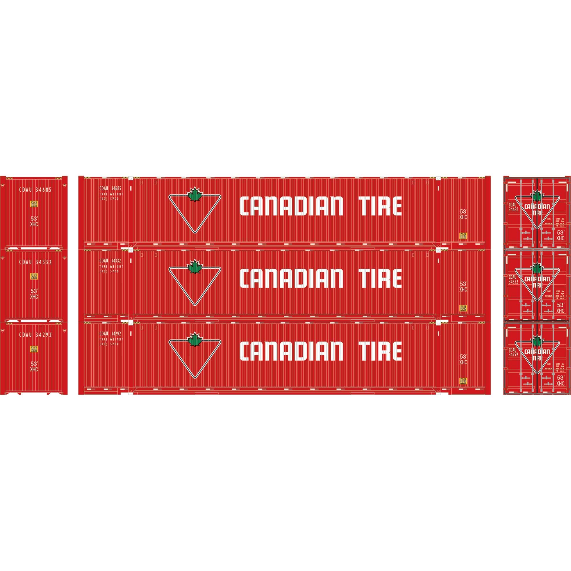 Athearn HO RTR 53' Jindo Container Canadian Tire 3 ATH26523 HO Vehicles
