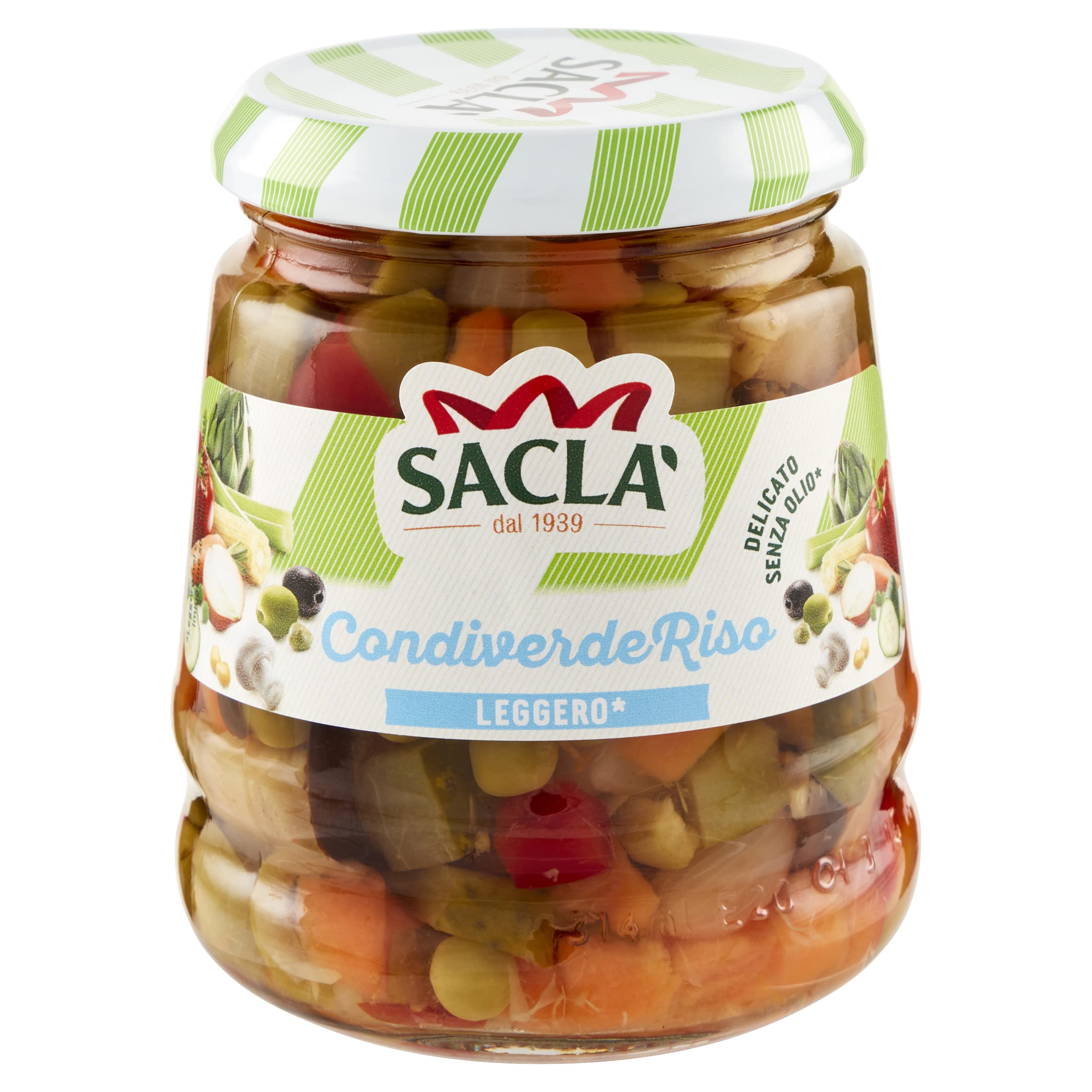 Saclà, Condiverde Riso Leggero, Condimento di Mix di Verdure per Insalata di Riso e altri Cereali, Senza Olio, Vaso Vetro, 290g (175g sgocciolato), Confezione da 12 pezzi