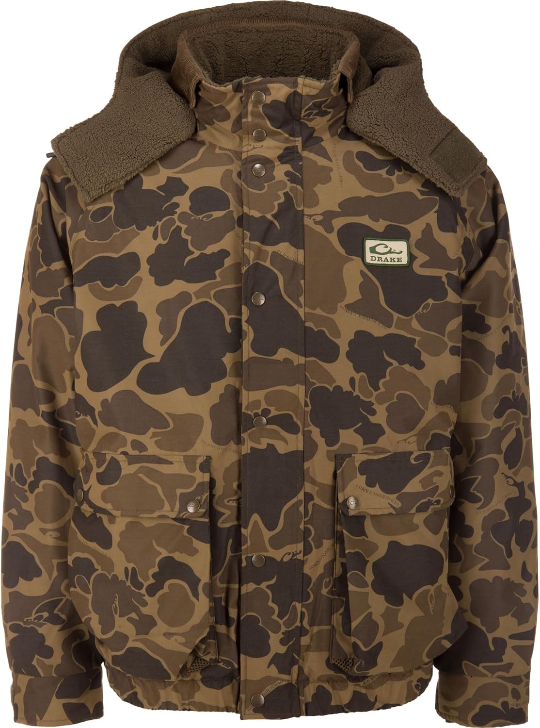 Drake Waterfowl Men's Throwback 80 Sport 3-in-1 Waterproof Windproof Breathable Inner Fleece Jacket with Sherpa Lined Hood