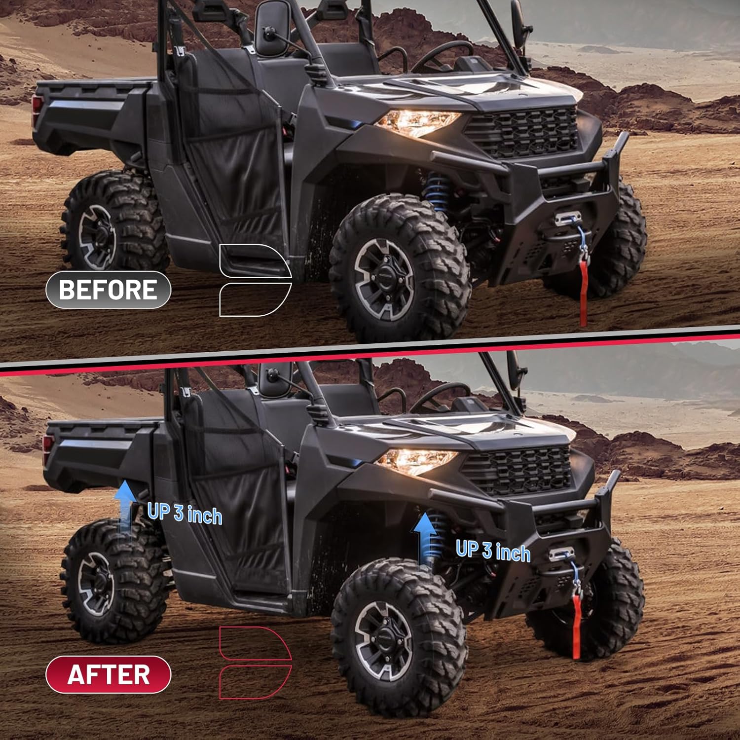 BDFHYK UTV Ranger Lift Kit, 3" Front & Rear Bracket Lift Kit Compatible with Polaris Ranger Full Size 570 2013-2016, 2013-2021 Ranger XP 900, 2017-2021 Ranger XP 1000