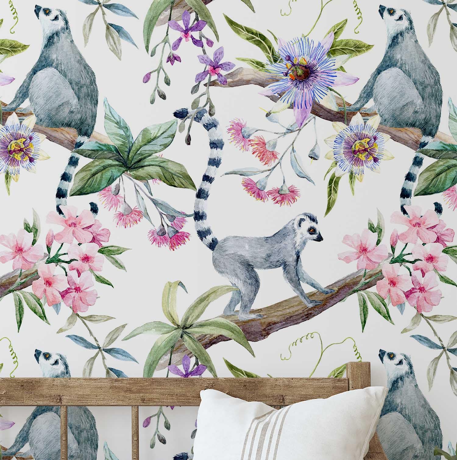 Papier peint vinyle autocollant S4Sassy à motif animaux et fleurs pour mur, 25"X120"