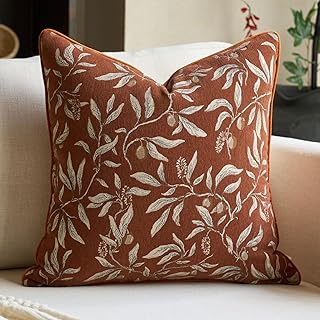 Orange Floral Throw Pillow Cover 20 x 20 Inch Sqaure Luxury Decorative Pillow Cover for Couch Living Room Bedroom