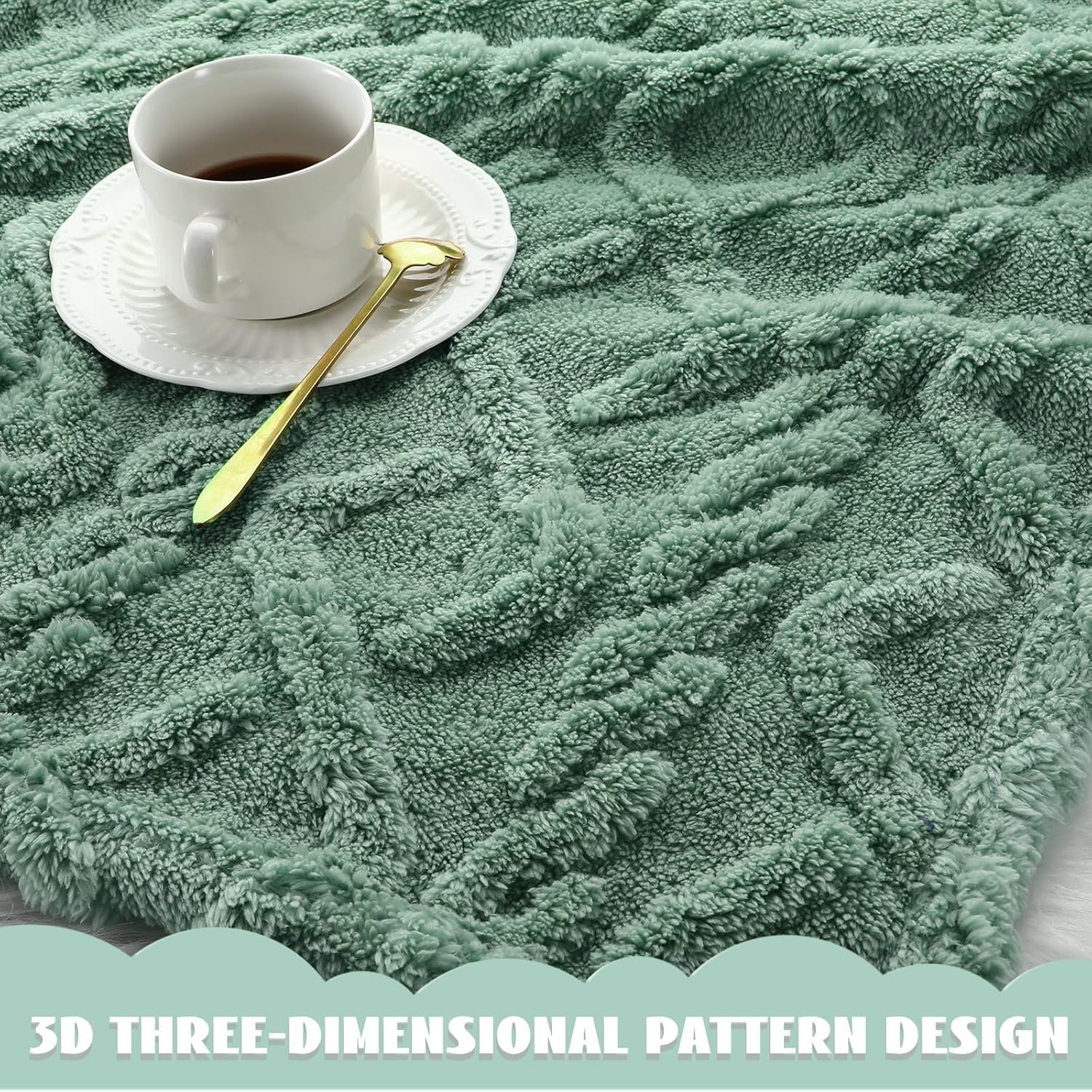VitalCozy 4 Pcs Fleece Baby Blankets for Boys Girls 3D Soft Plush Warm Baby Receiving Blankets 30" x 40" Cozy Fluffy Infant Toddler Newborn Swaddling Blanket for Crib Nursery Bed(Green Set)