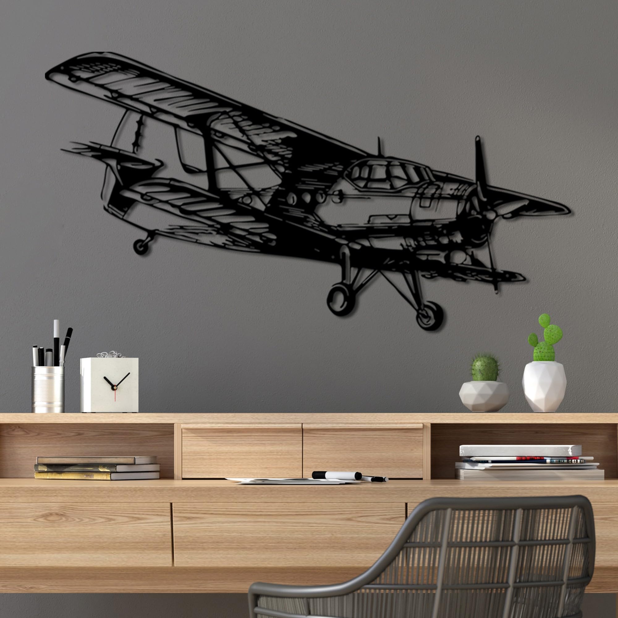 Hanah Home Stylish Black Decorative Metal Wall Accessory, 74 x 39 cm, 100% Metal, 1.5 mm Thick, Easy Wall Mounting, Perfect for Modern Decor