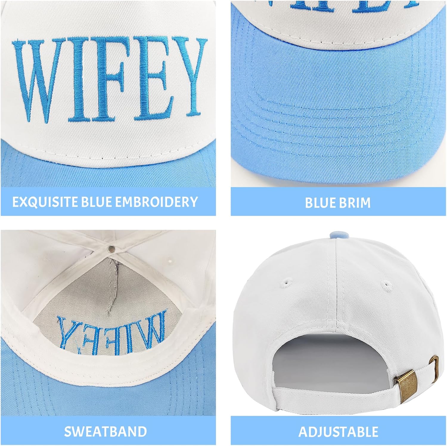 Hubby and Wifey Gifts Hat for Bridal Shower Gifts, Adjustable Couples Hat for Wedding Honeymoon Anniversary for Newlyweds - Image 9