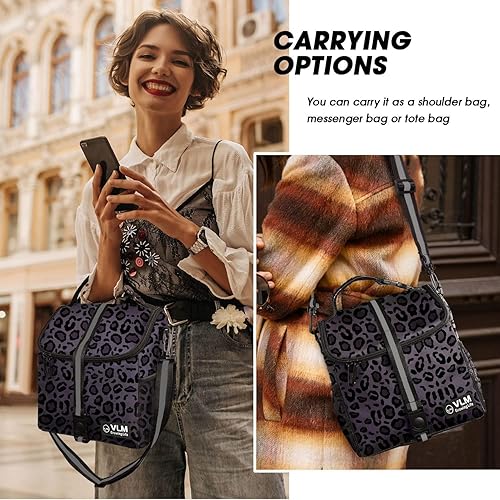 Miniatura 5 de VLM Lonchera térmica para mujer, a prueba de fugas, con estampado floral, correa ajustable para el hombro, reutilizable, con cremallera