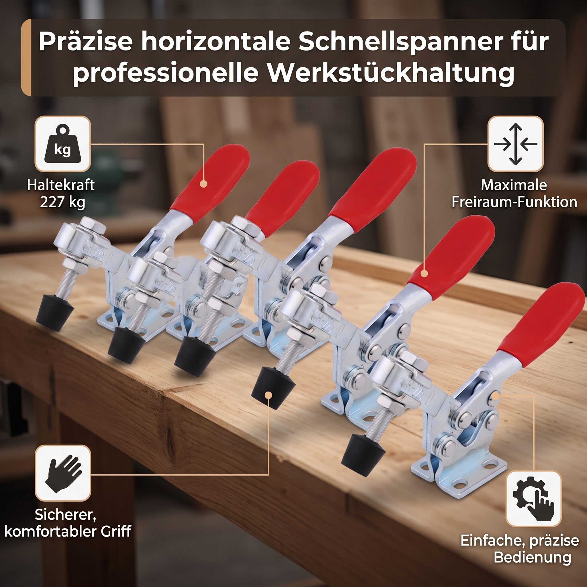 5 Stück Knieschützer Klemmklemme Kniehebelspanner Horizontalspanner Waagrechtspanner Vertikal Klemme Werkbankbefestigungen 227Kg Tragfähigkeit
