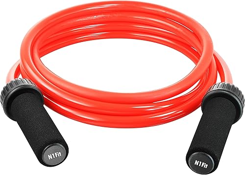 Cuerda de saltar pesada (1.5 libras) PVC sólido de 0.472 in de diámetro para crossfit y boxeo Cuerda de saltar pesada con asas de espuma acolchada