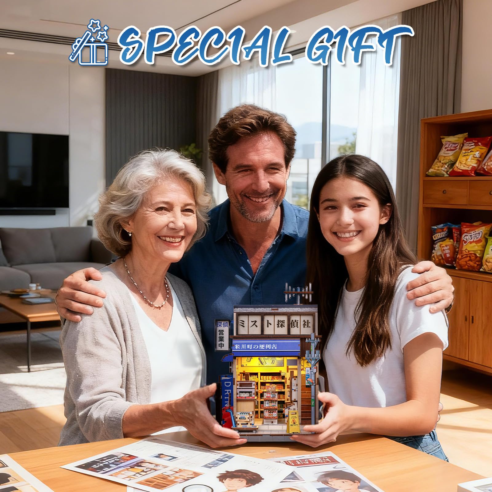 Fsolis Book Nook Japan-BookNook Japan-BookNook DIY zestaw do samodzielnego wykonania dla detektywów, regał na książki, miniaturowy zestaw do domku dla lalek dla dorosłych, drewniane puzzle 3D