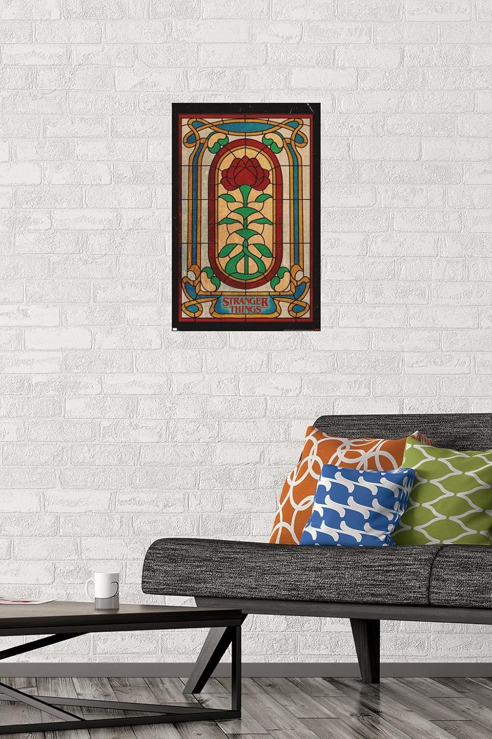 trends international netflix stranger things: season 4 - stained glass wall poster, 14.72" x 22.37", premium unframed version premium unframed version 22.4"l x 14.7"w