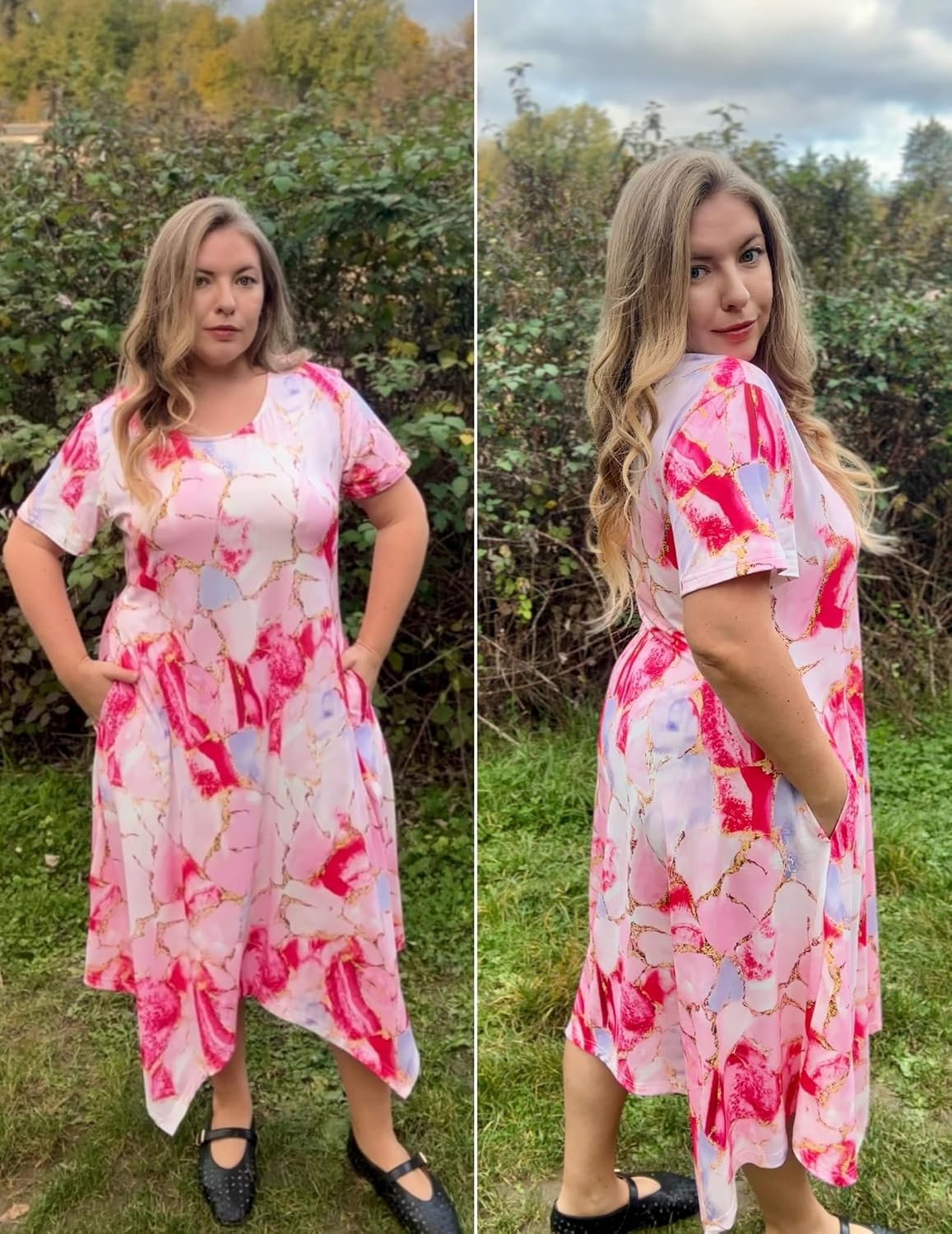 IN'VOLAND Plus Size Dresses for Women Loose Summer Casual A-Line Flowy Midi Dress with Pockets Beach Vacation Clothes