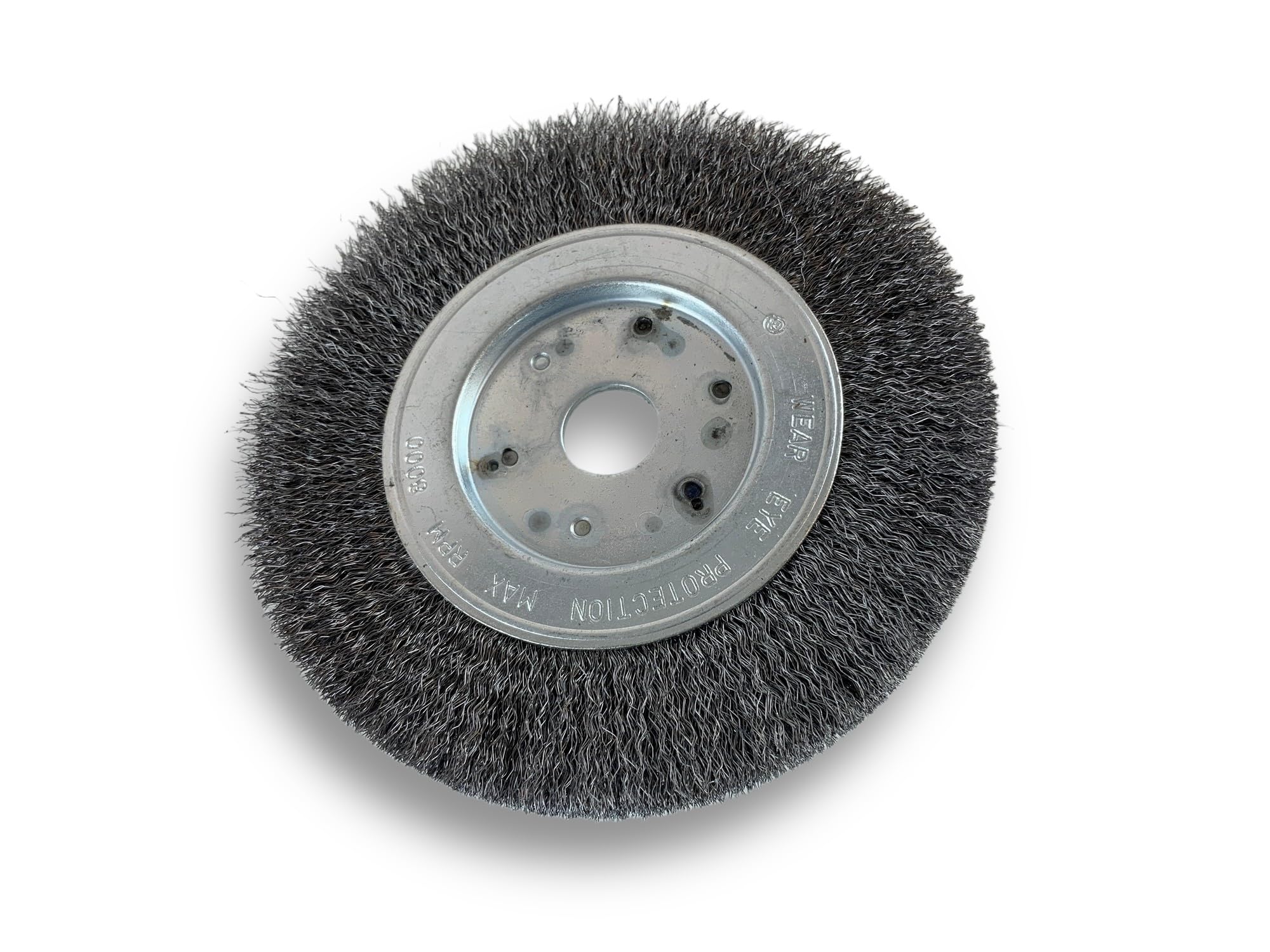 Brosse circulaire ACIER | Ø 150 mm | Epaisseur 1 rang | Fil souple 0.20 mm ondulé | Alésage 20 mm + réducteur bague 16/12 mm | Touret meuleuse affûteuse ponceuse | Kibros 215151AV