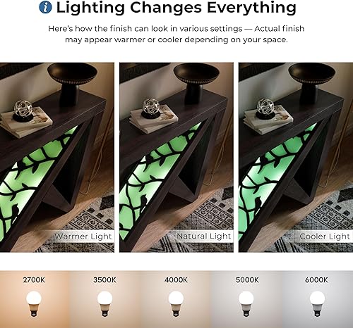 Miniatura 20 de Homes Inside + Out Naomi - Moderna mesa consola decorativa LED con patas en forma de W y control remoto, muebles de entrada de madera para sala de