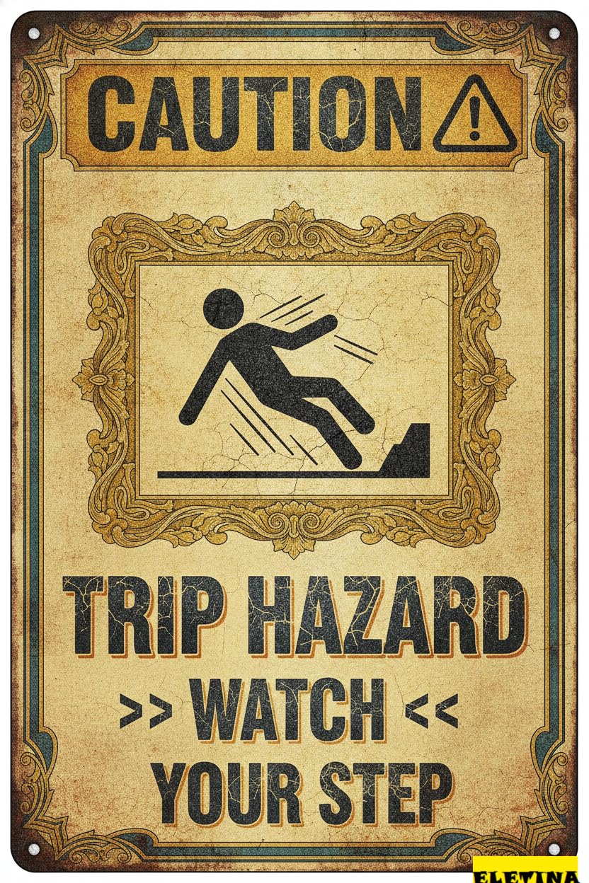 Caution Hazard Watch Your Step Aluminum Warning Sign Street High Way Gate Fence Garden Wall Decor 8x12in