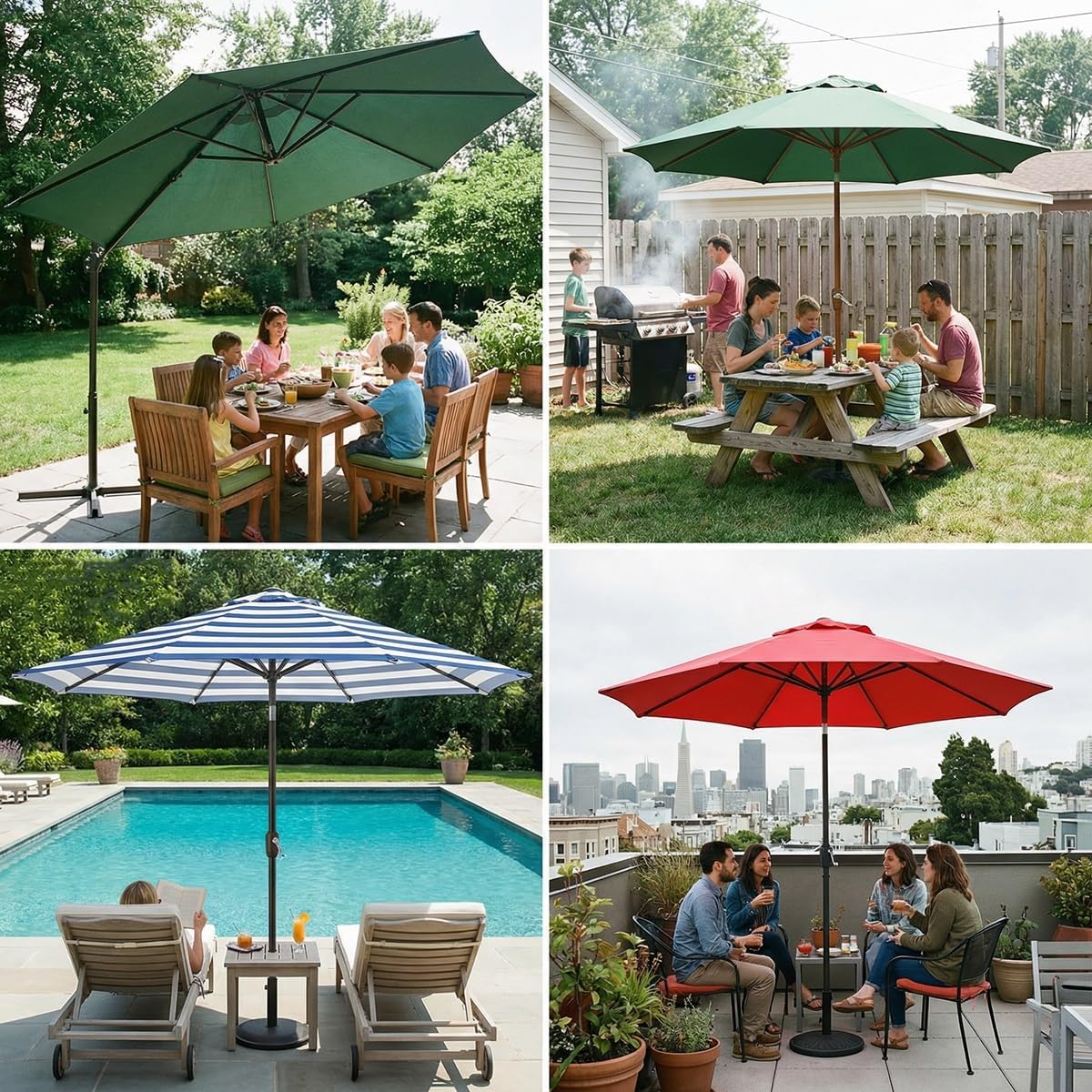 Outdoor Patio Umbrella Replacement Canopy, 6/8 Ribs Garden Market Umbrella Replacement Cover, Waterproof Sunshade, Thick Umbrella Canopy, UV Protection