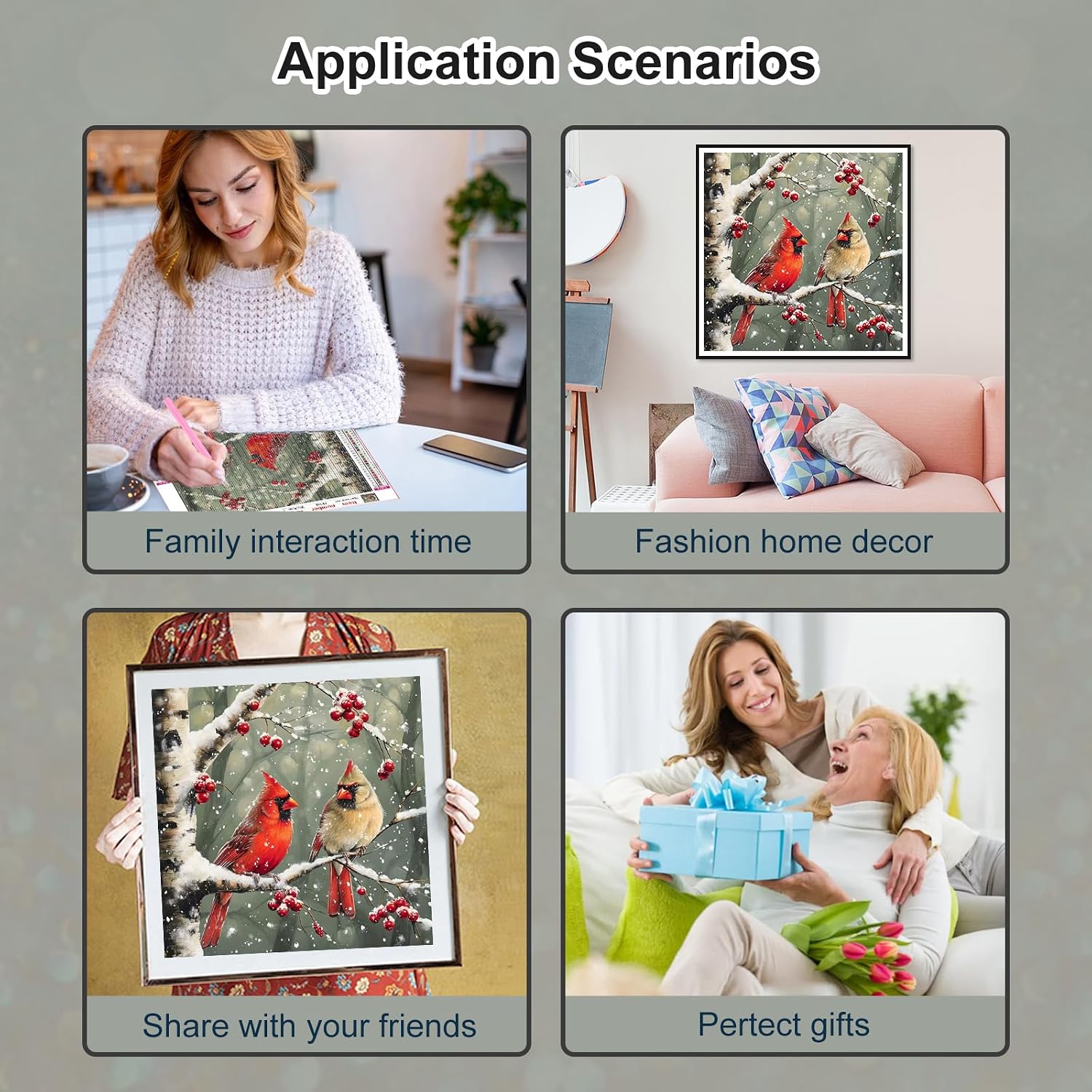 PFFNGPEN Bird Diamond Painting Kits for Adults, Cardinal Diamond Art Kits image 3