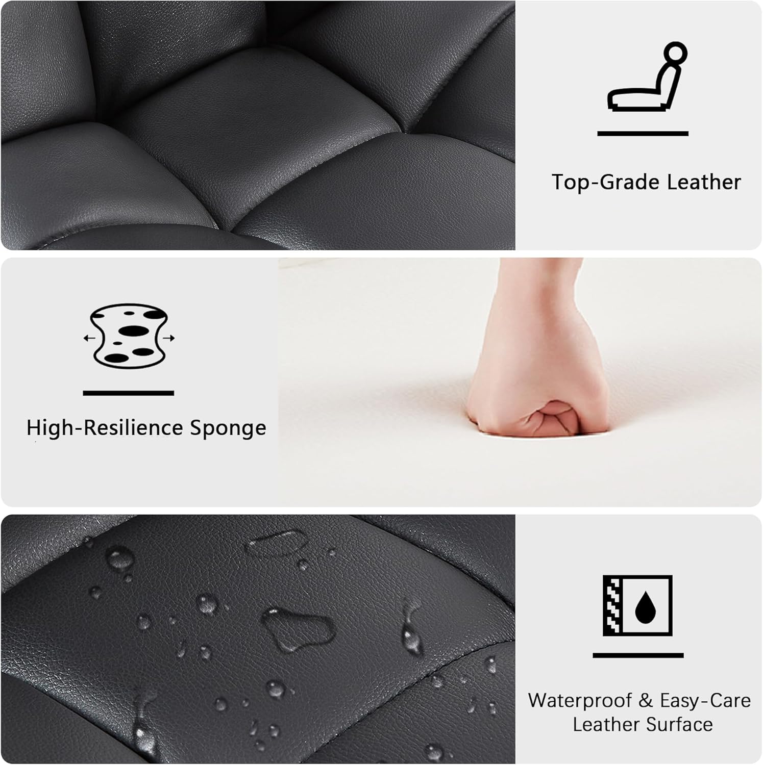 VECELO Height Adjustable Business Task Chair - Comfortable Padded Faux Leather Office Chair, Premium Craftsmanship, Rolling Swivel Desk Chair for Home Office Conference Room-Black