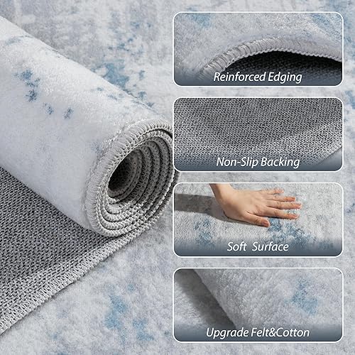 Miniatura 7 de Auemtyn Alfombra de Área Lavable de 6 x 9 - Alfombra de Piso Interior Moderna Abstracta Suave Delgada Antideslizante para Sala de Estar Dormitorio