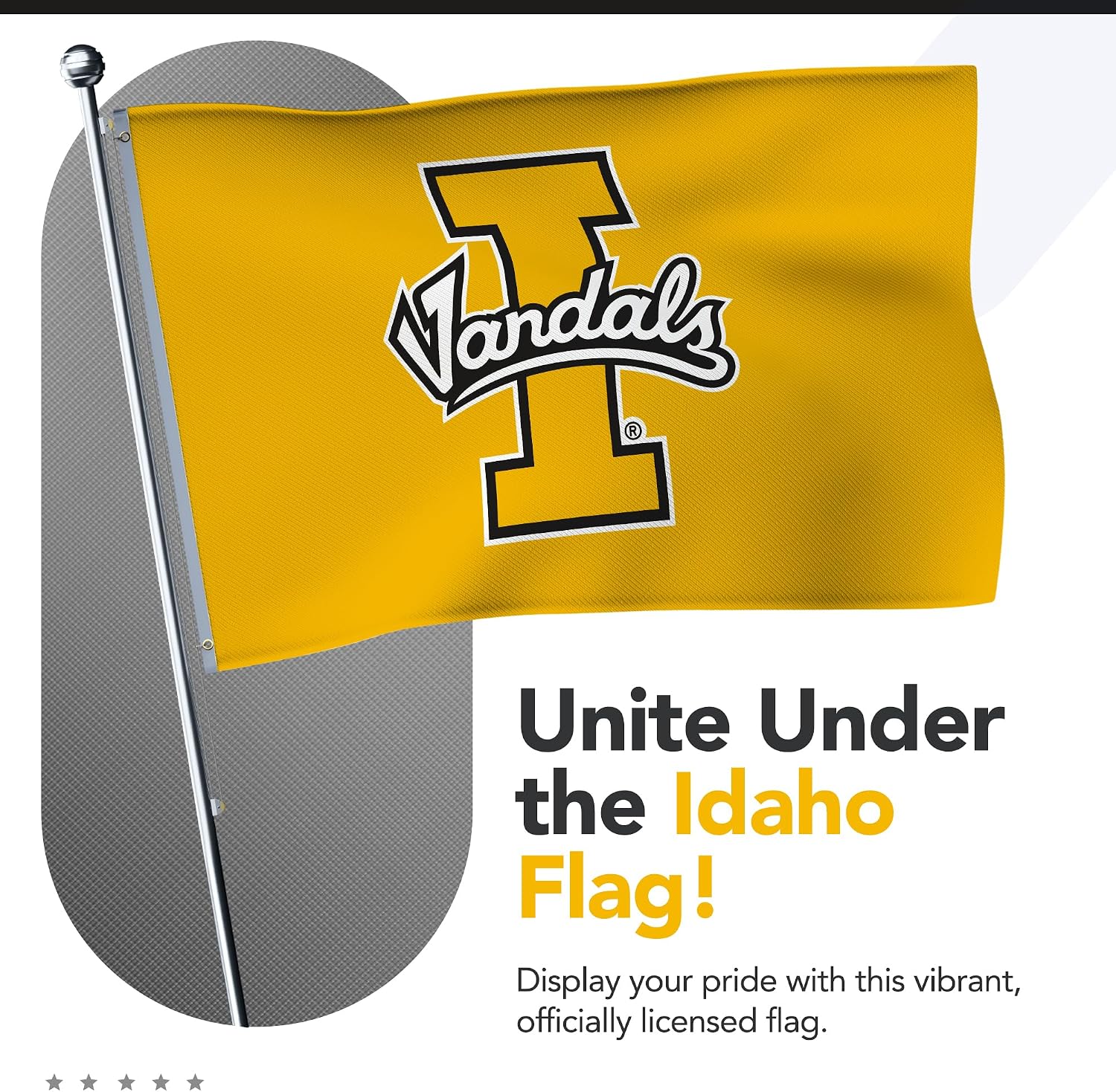 Idaho Vandals College Sports Printed Flag - NCAA Licensed - Nylon - School Banner (Yellow, Black) (5' x 8')