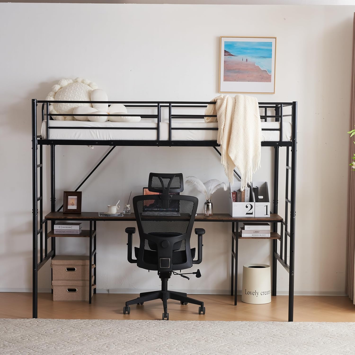 アウトレット [シングル] ロフトベッド 宮棚・コンセント付き LOWYA