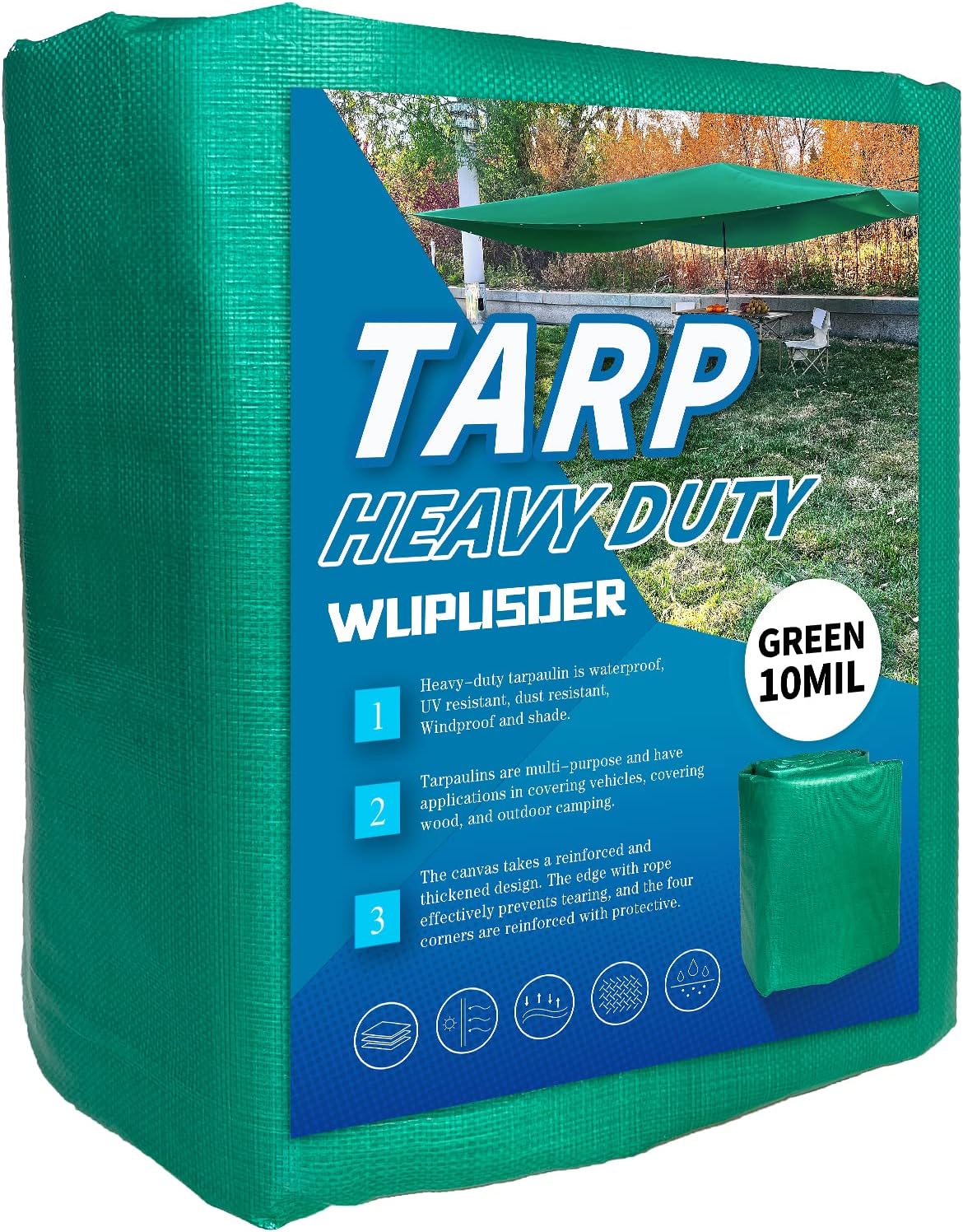 Tarps Heavy Duty Waterproof 20x20ft, Poly Tarp (10Mil Green