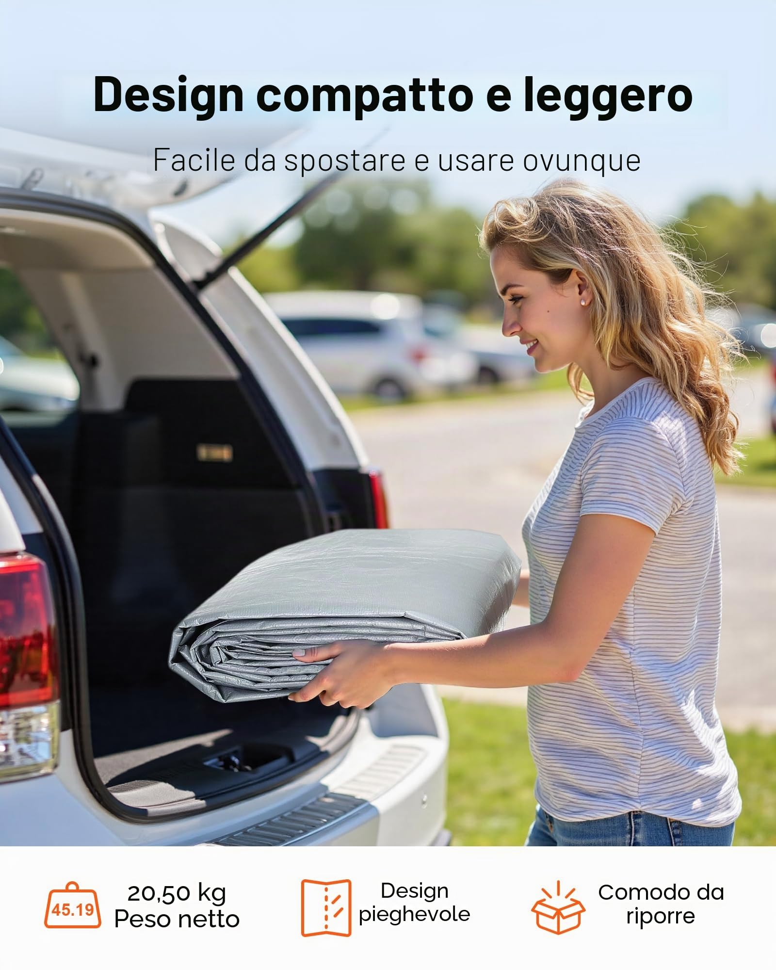 VEVOR Tettoia per Posto Auto Coperto, Telo Superiore per Tenda da Garage con Pareti Laterali e Cordini Elastici a Sfera 6,09 x 6,09 m, Resistente ai Raggi UV Impermeabile, Telaio non Incluso, Grigio