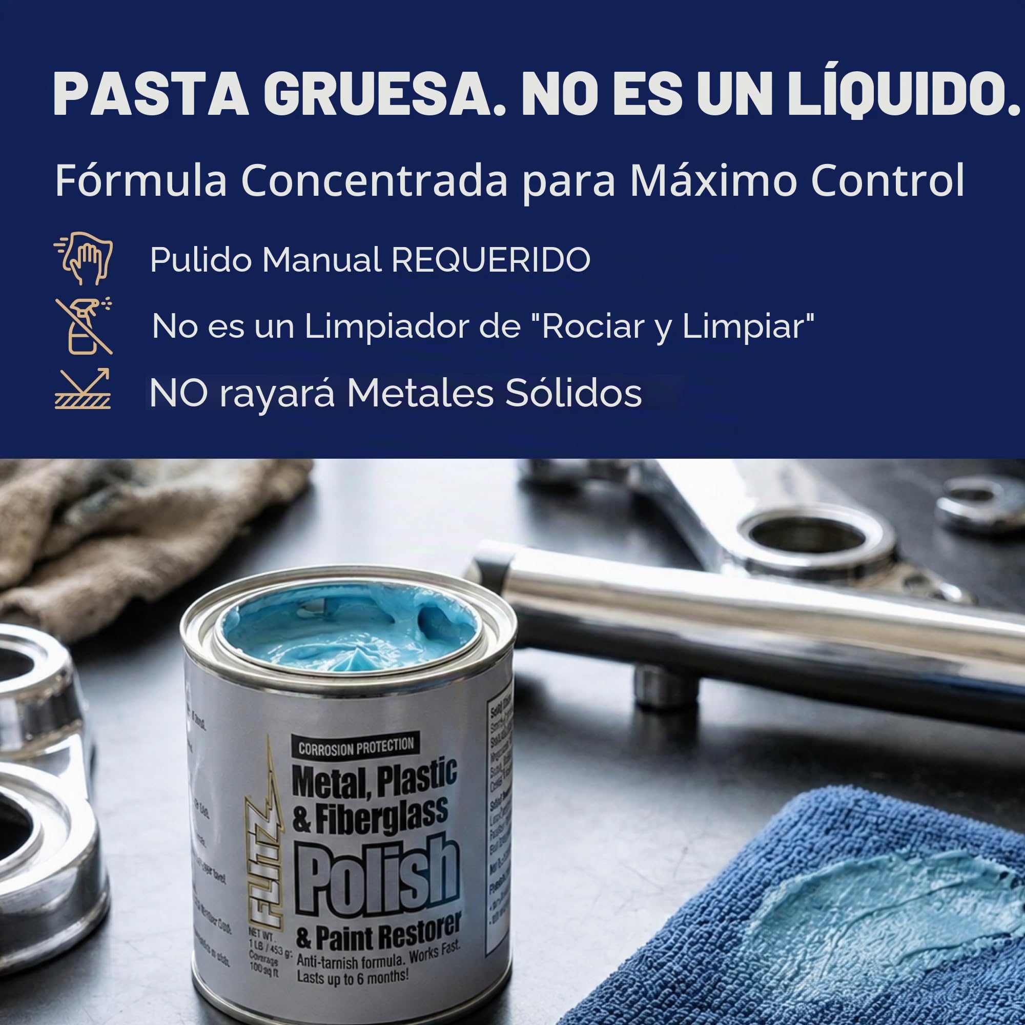 Flitz Metal, Plastic & Fiberglass Polish Paste - 1.0lb