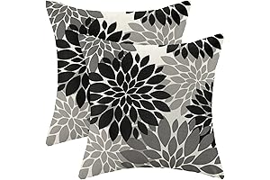 Black Grey Gray Pillow Covers 18x18 Inch Set of 2