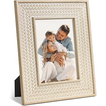 Afuly Picture Frame 13 x 18 cm Boho Beige Photo Frame Table Wall Decoration Living Room Wedding Gift Birthday Moving Anniversary Gifts for Women Mum Couple Friends Family