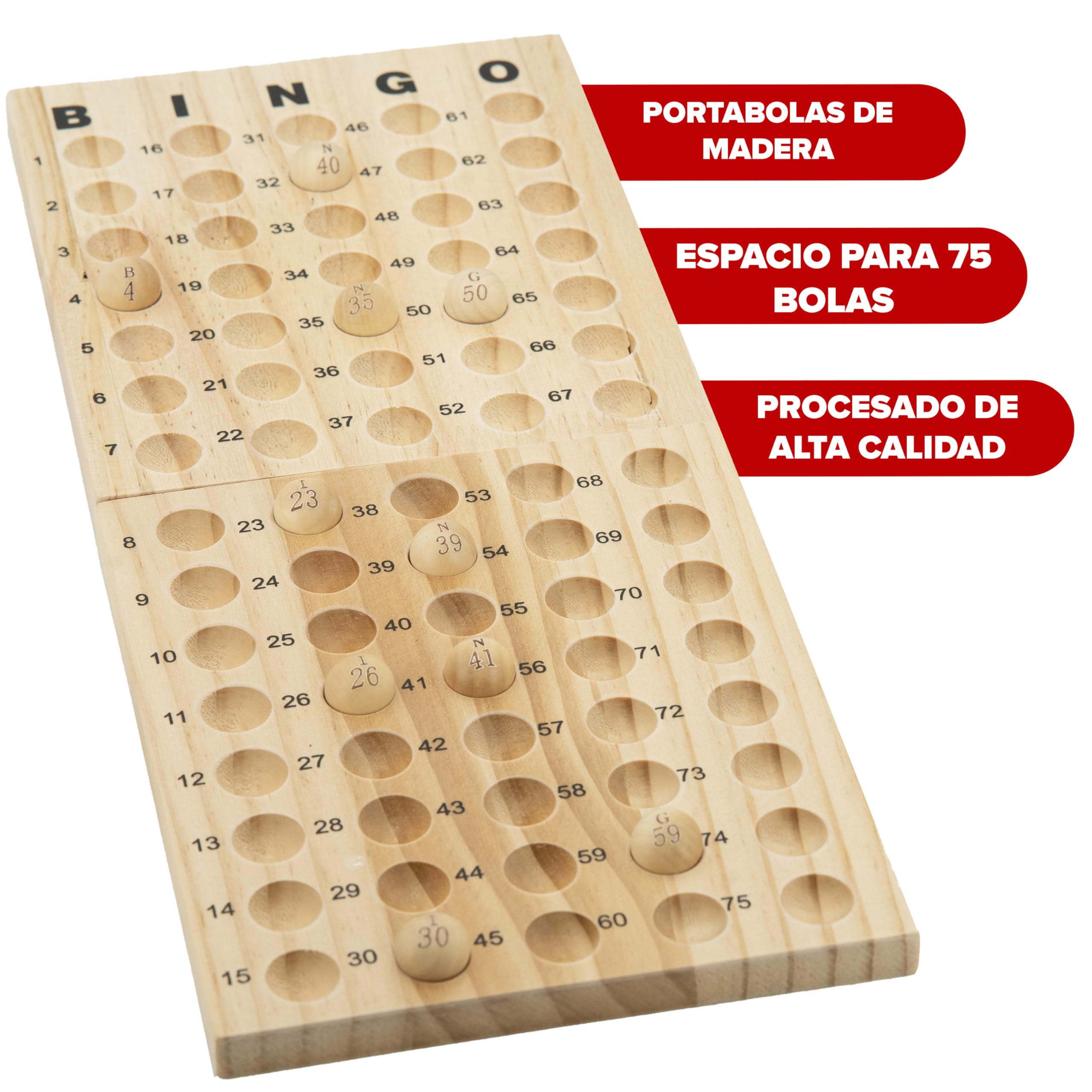 Kyto Gran Juego de Bingo Dorado de Metal con 150 fichas, 75 Bolas de Bingo y Tablero de Juego de Madera, 18 Tarjetas de Bingo estables + 500 Tarjetas de Bingo de Papel para Adultos y niños