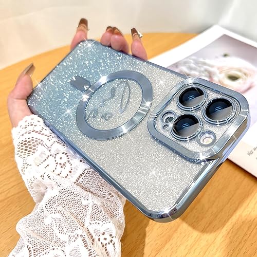 Vista 36 de Fiyart - Funda transparente magnética con purpurina para iPhone 12 para mujeres, con grabado "Love" metálico, protección para cámara y antigolpes