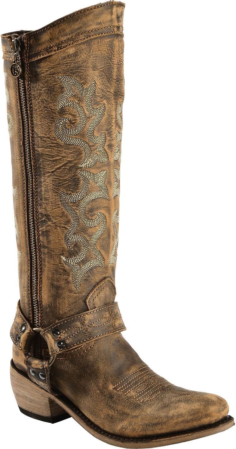 LIBERTY BLACK Women's Vintage Canela Tall Harness Boot Round Toe - Lb-711135A