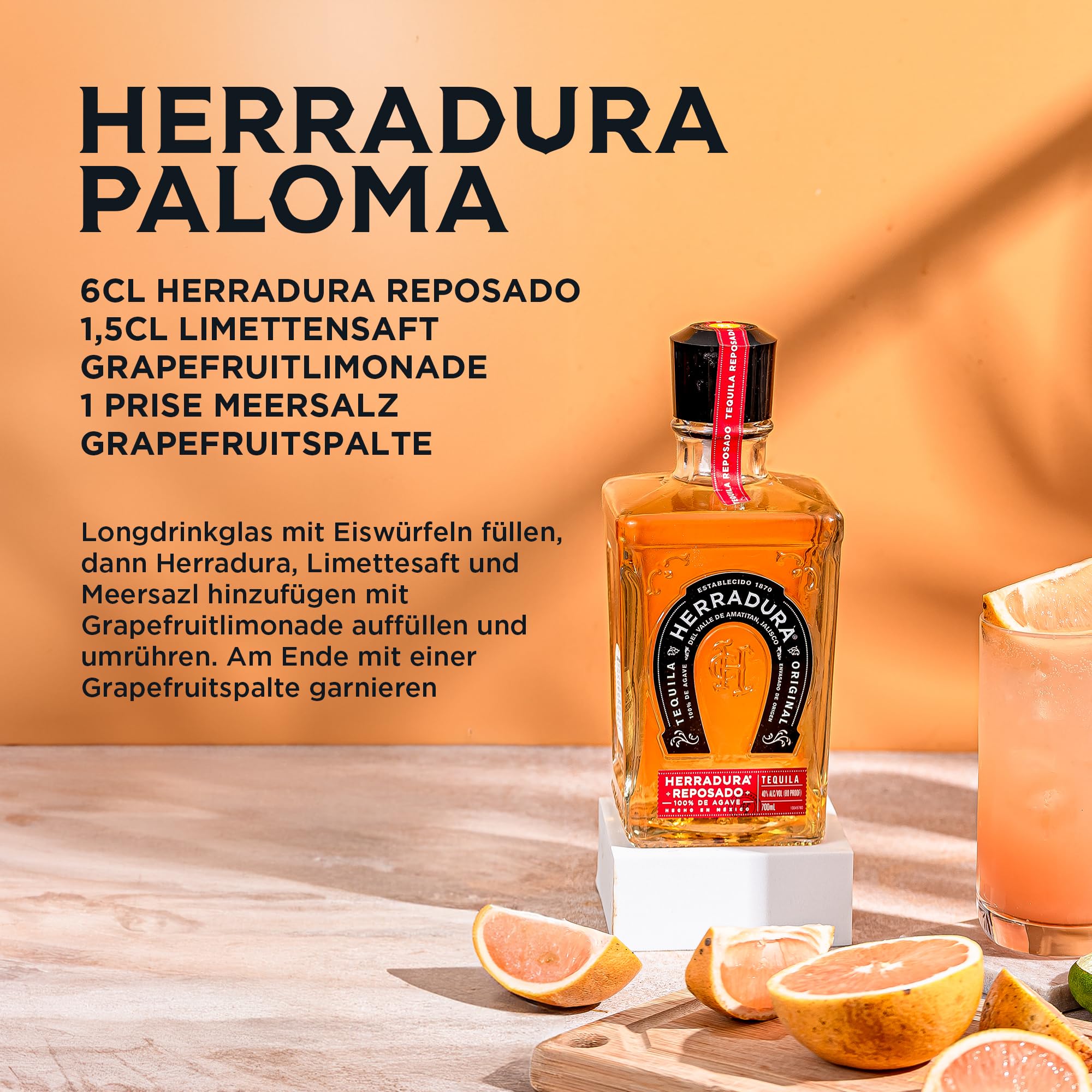 Herradura Reposado 70cl – Tequila invecchiata in botte per 11 mesi. 40% vol.