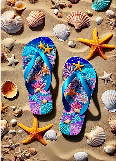 RICUVED Beach Diamond Painting Kits for Adults, Starfish Diamond Art Kits for Beginners, Seashell 5D DIY Full Round Drill Gem Dots Paint by Diamonds Art and Craft Kit for Gift Home Decor 12x16 inch