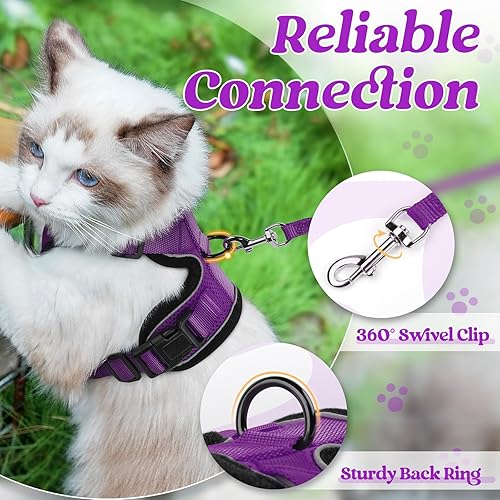 Miniatura 204 de rabbitgoo Arnés y correa para caminar, a prueba de escapes, chaleco suave y ajustable para gatos, fácil de controlar, transpirable, tiras
