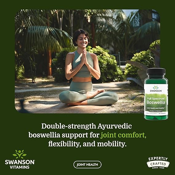 Swanson Double Strength Boswellia Serrata Ayurvedic Joint Supplement for Active Adults Seeking Flexibility and Mobility Support - 800 mg (60 Capsules)