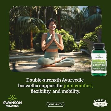 Swanson Double Strength Boswellia Serrata Ayurvedic Joint Supplement for Active Adults Seeking Flexibility and Mobility Support - 800 mg (60 Capsules)